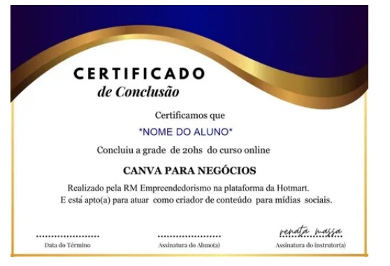 Certificado Do Curso Canva Para Negócios Da Renata Massa