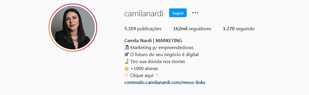 Instagram Camila Nardi - Autora do curso fadas empreendedoras